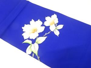 塩瀬　手描き　枝花模様　開き名古屋帯（額縁仕立て）